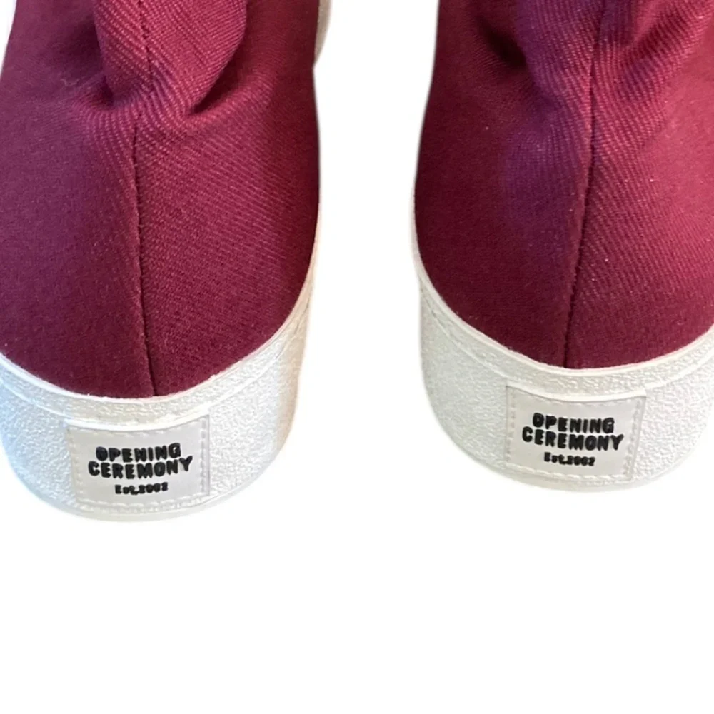 Opening Ceremony High Top Platform Sneaker NWT Burgundy Red Chunky White Sole
